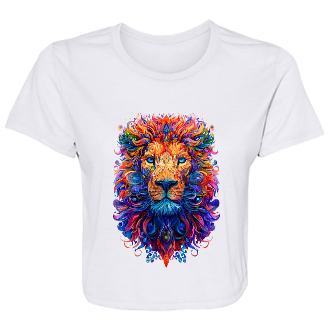 Flowy Cropped Tee Psychedelic Lion