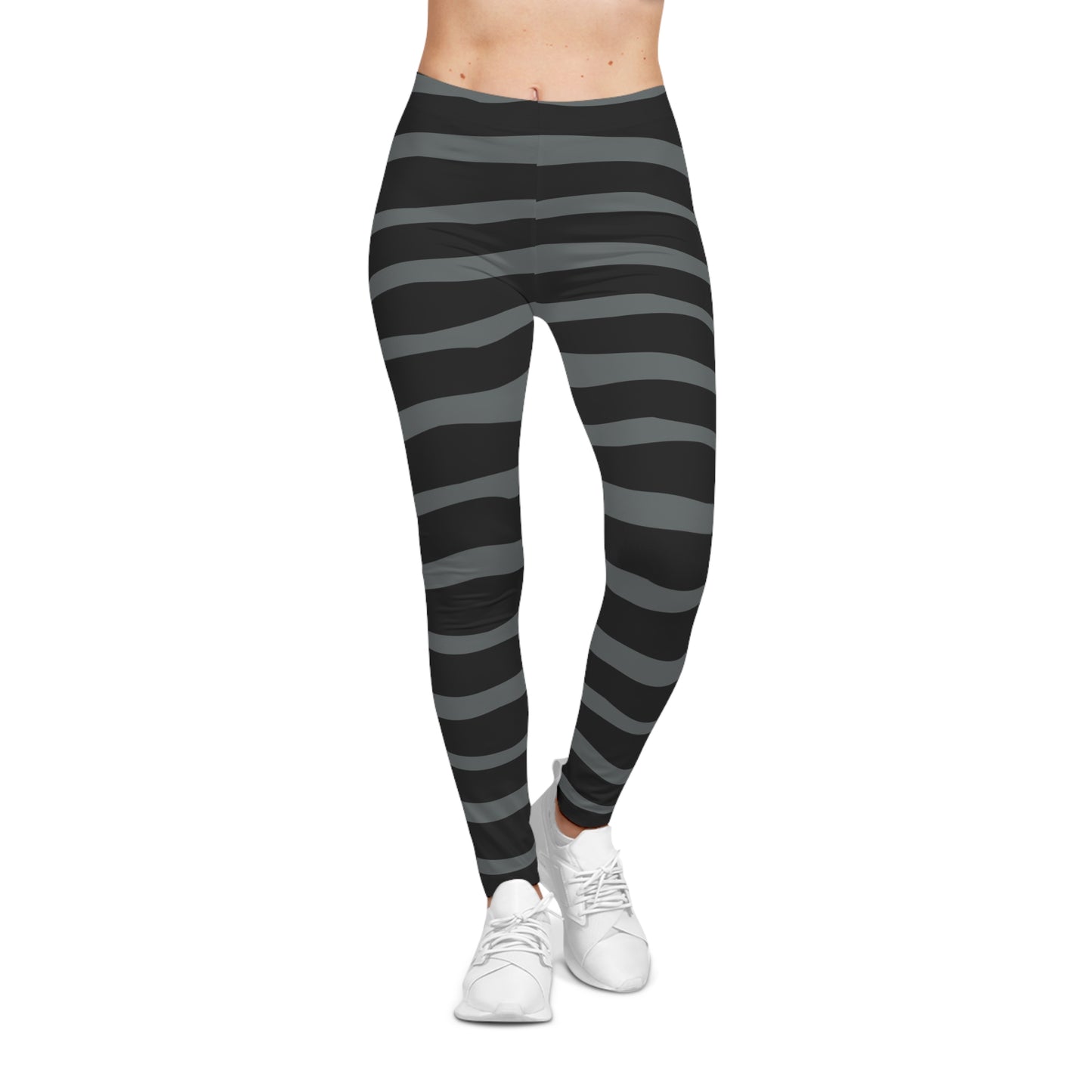 All-Over Print Leggings Striped Black/Grey
