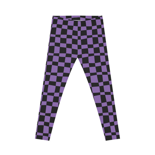 All-Over Print Leggings Checkered Black/Purple