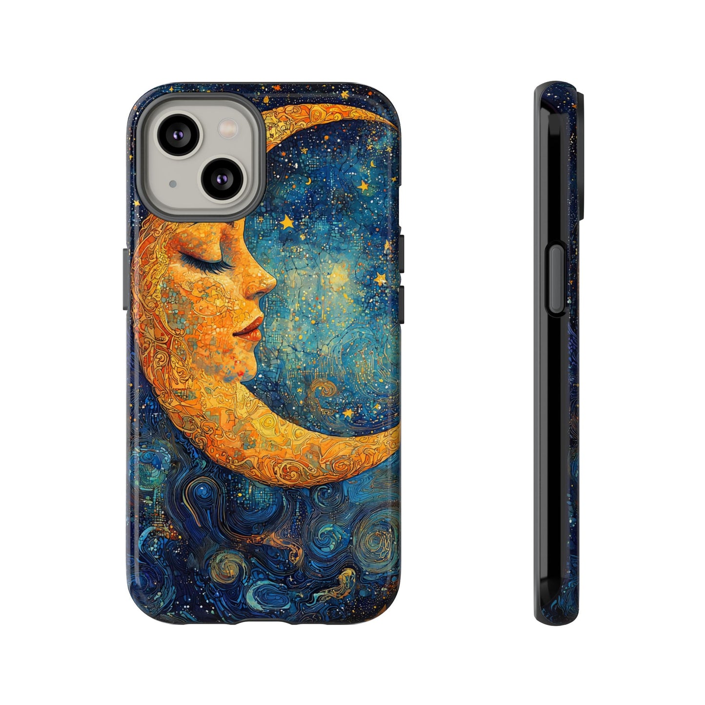 Artistic Crescent Moon Phone Case — Dreamy Starry Night Protection
