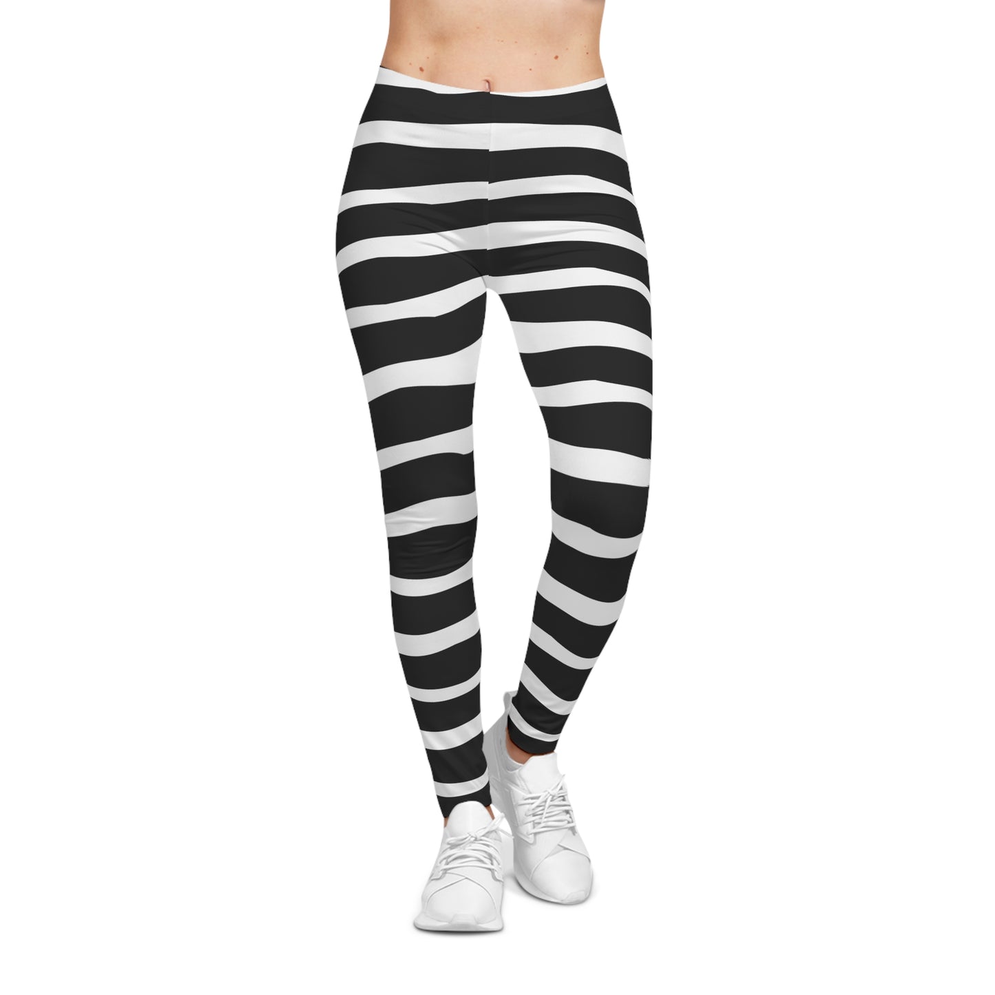 All-Over Print Leggings Striped Black/White