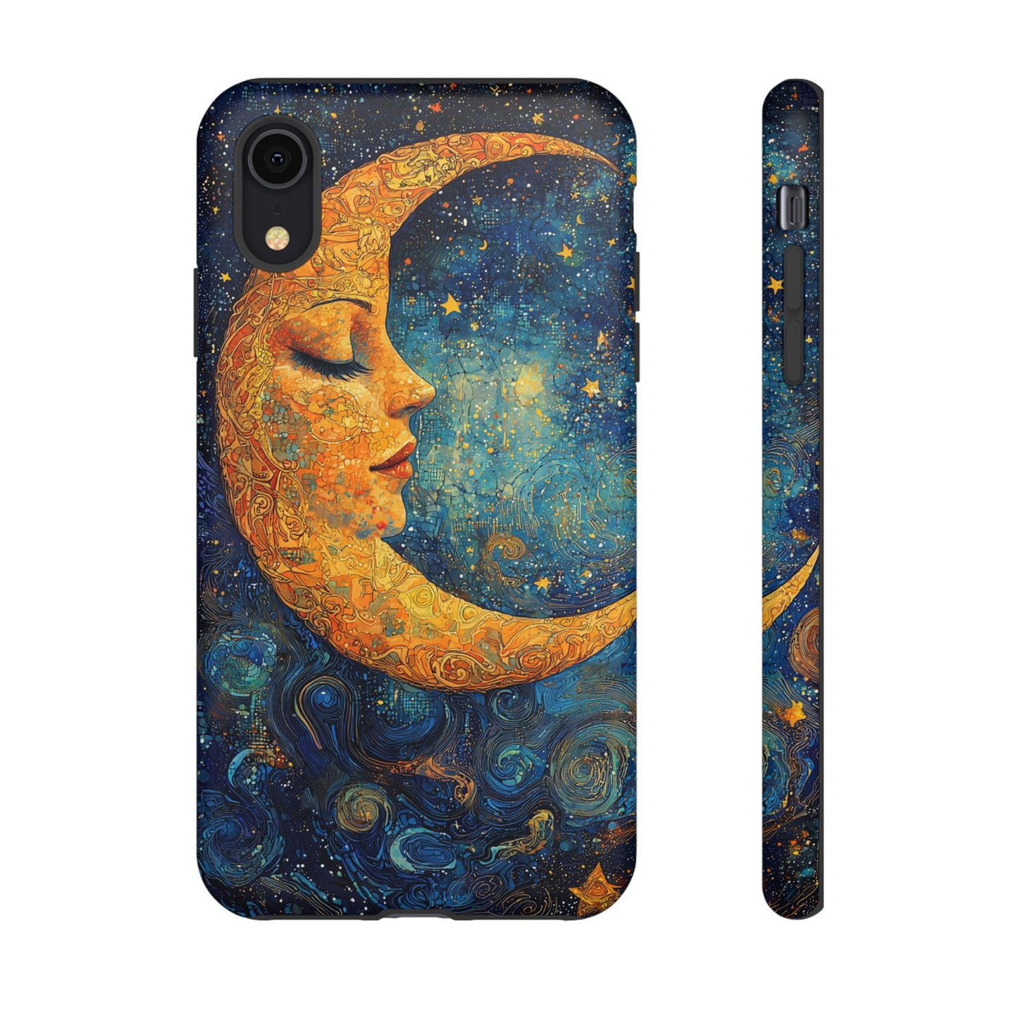 Artistic Crescent Moon Phone Case — Dreamy Starry Night Protection