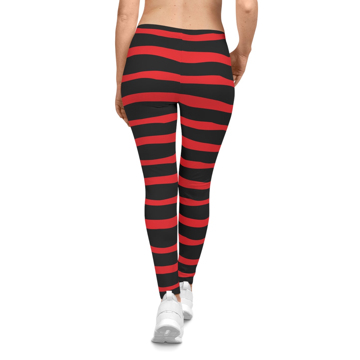 All-Over Print Leggings Striped Black/Red
