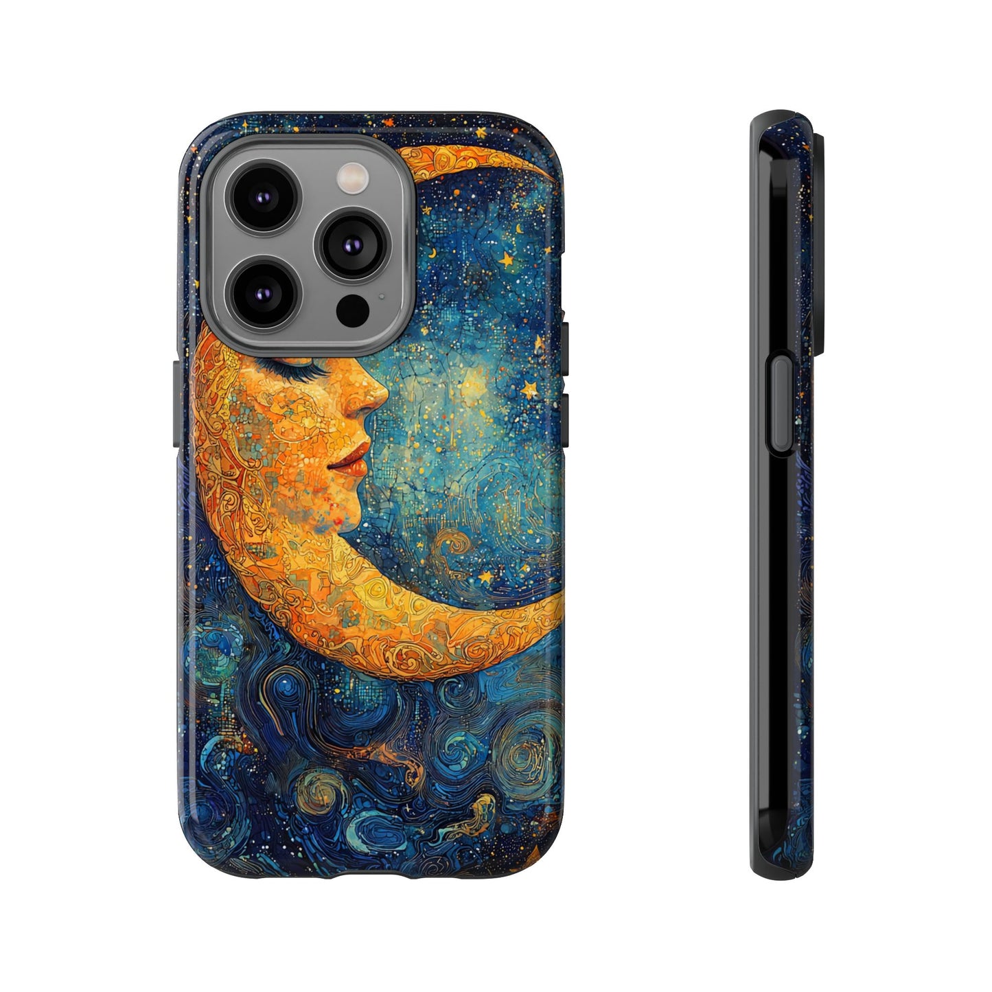 Artistic Crescent Moon Phone Case — Dreamy Starry Night Protection