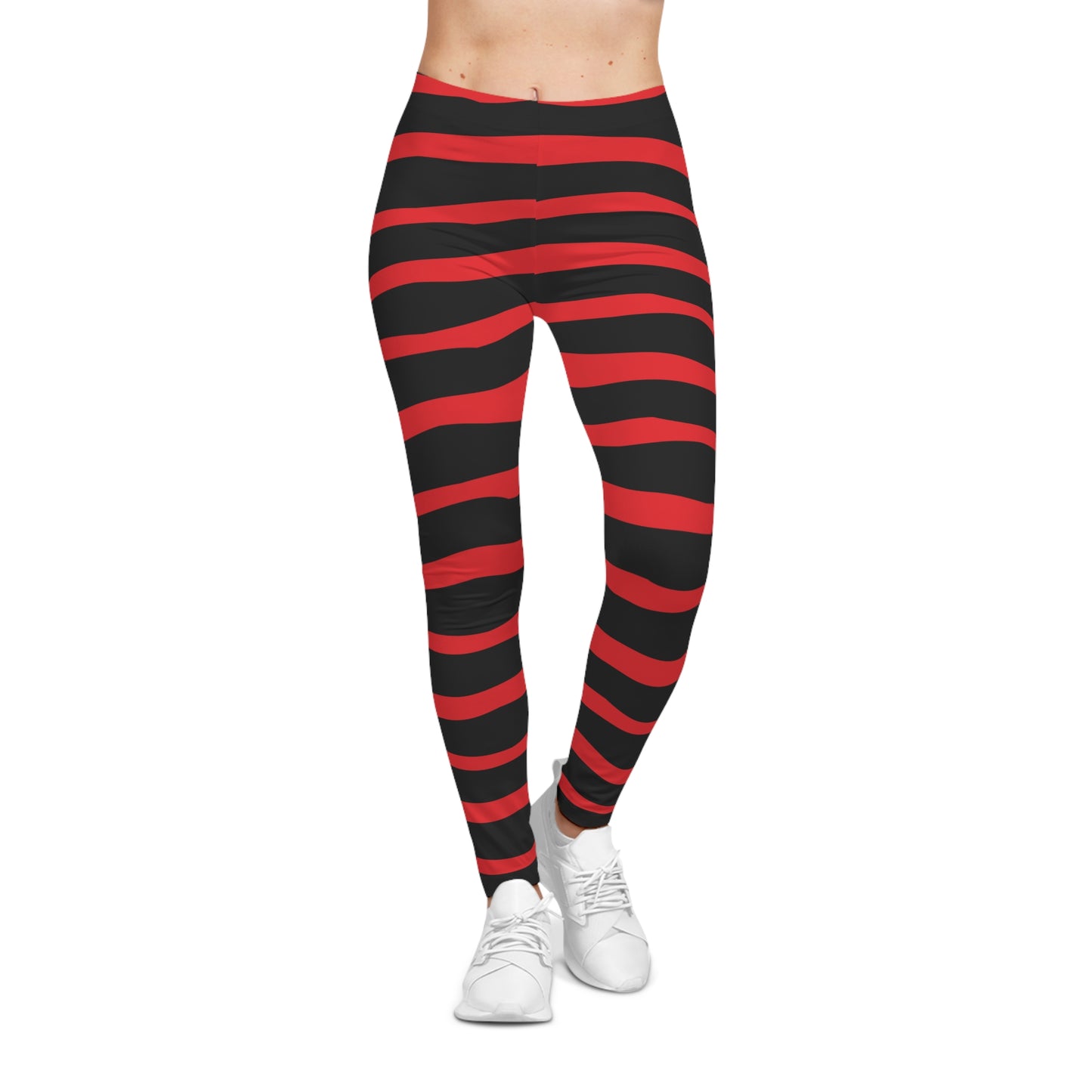 All-Over Print Leggings Striped Black/Red