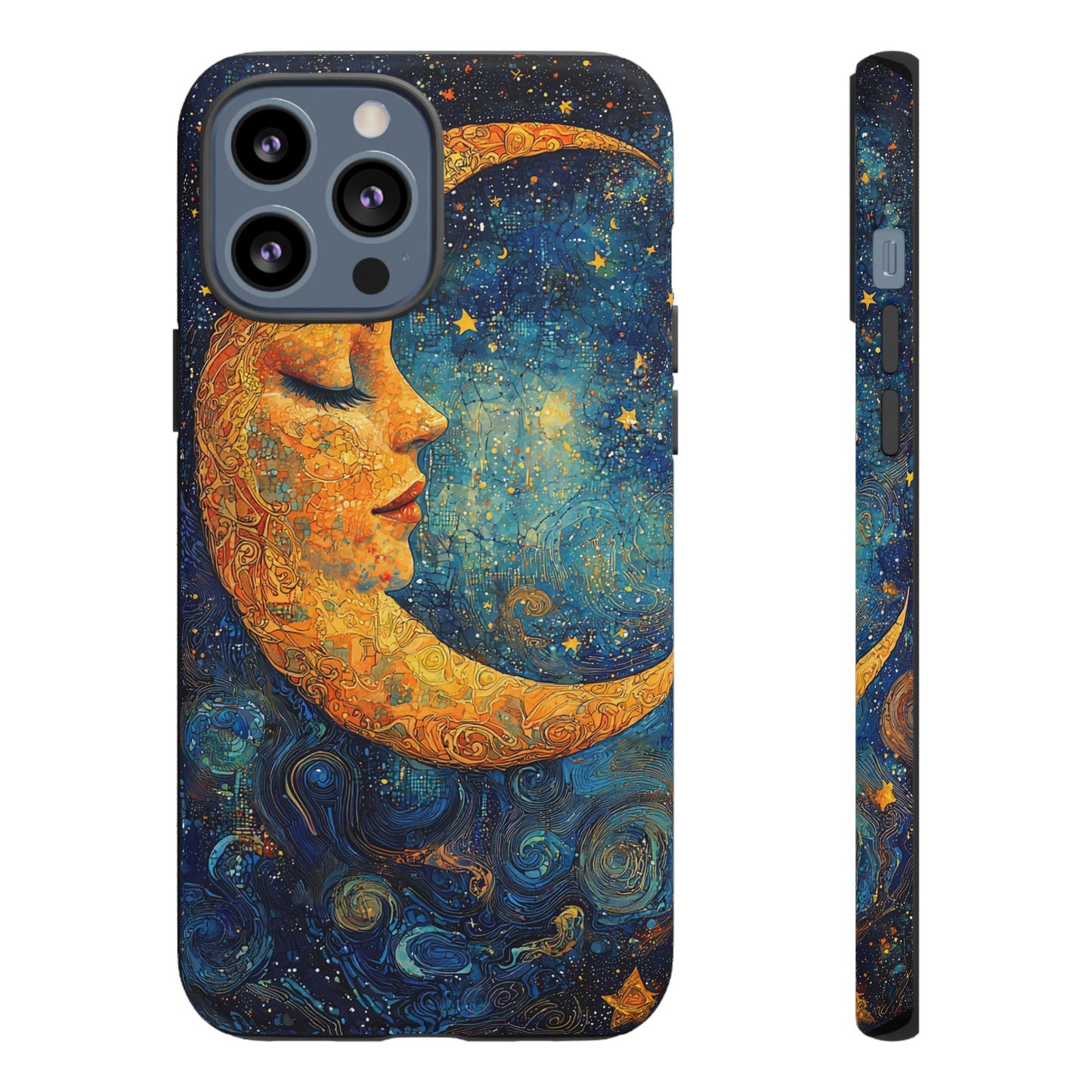 Artistic Crescent Moon Phone Case — Dreamy Starry Night Protection
