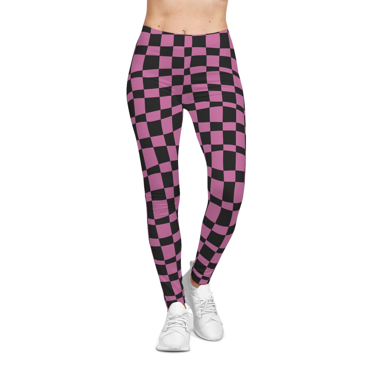 All-Over Print Leggings Checkered Black/Pink