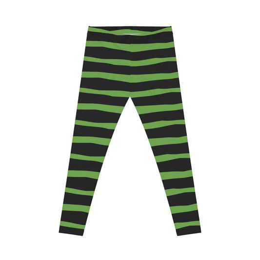 All-Over Print Leggings Striped Black/Green