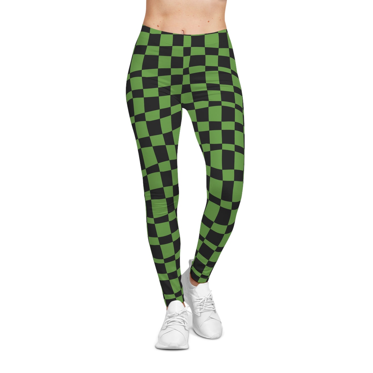 All-Over Print Leggings Checkered Black/Greeen