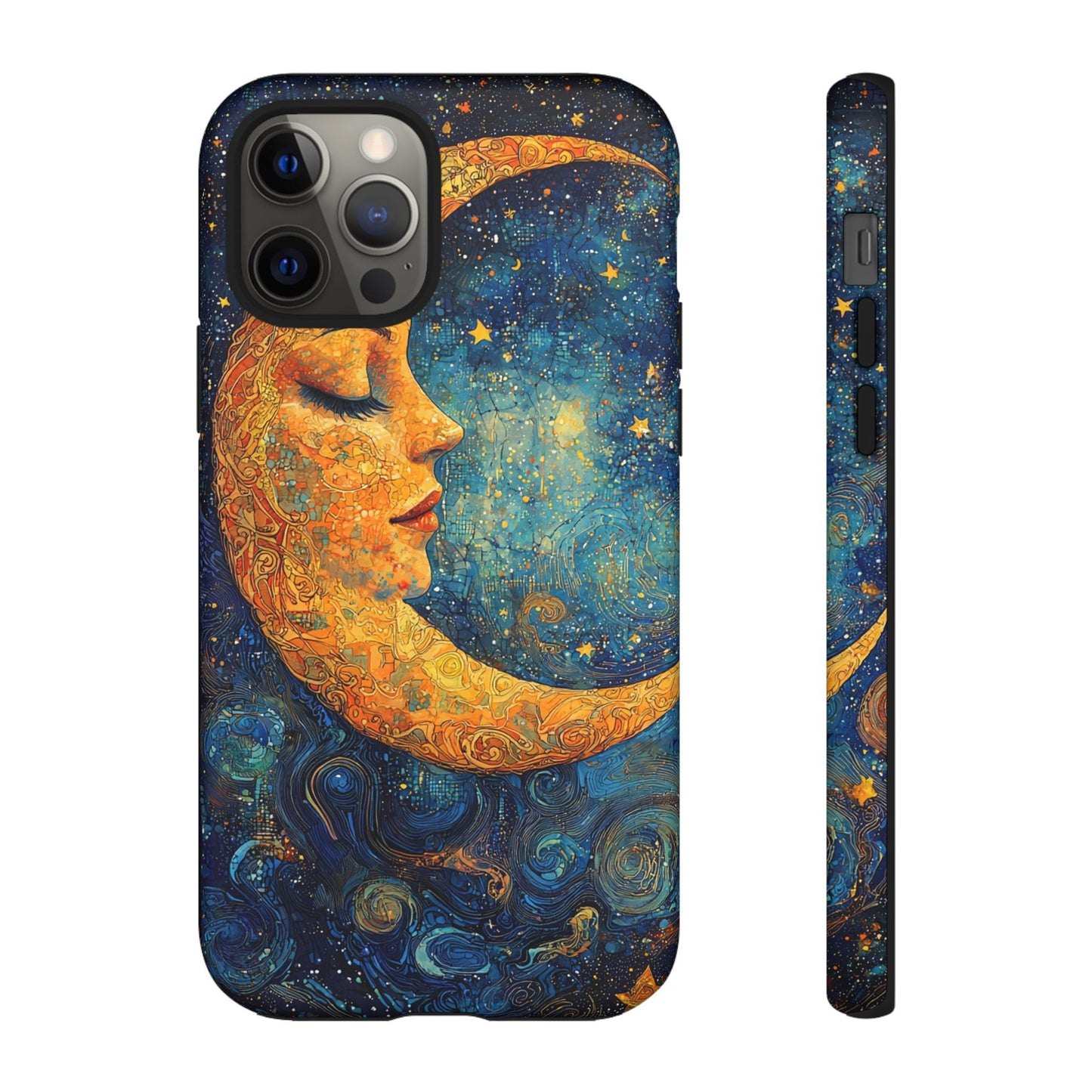 Artistic Crescent Moon Phone Case — Dreamy Starry Night Protection
