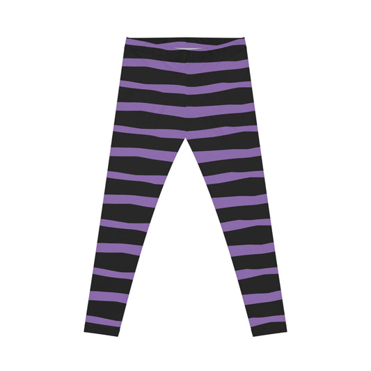 All-Over Print Leggings Striped Black/Purple