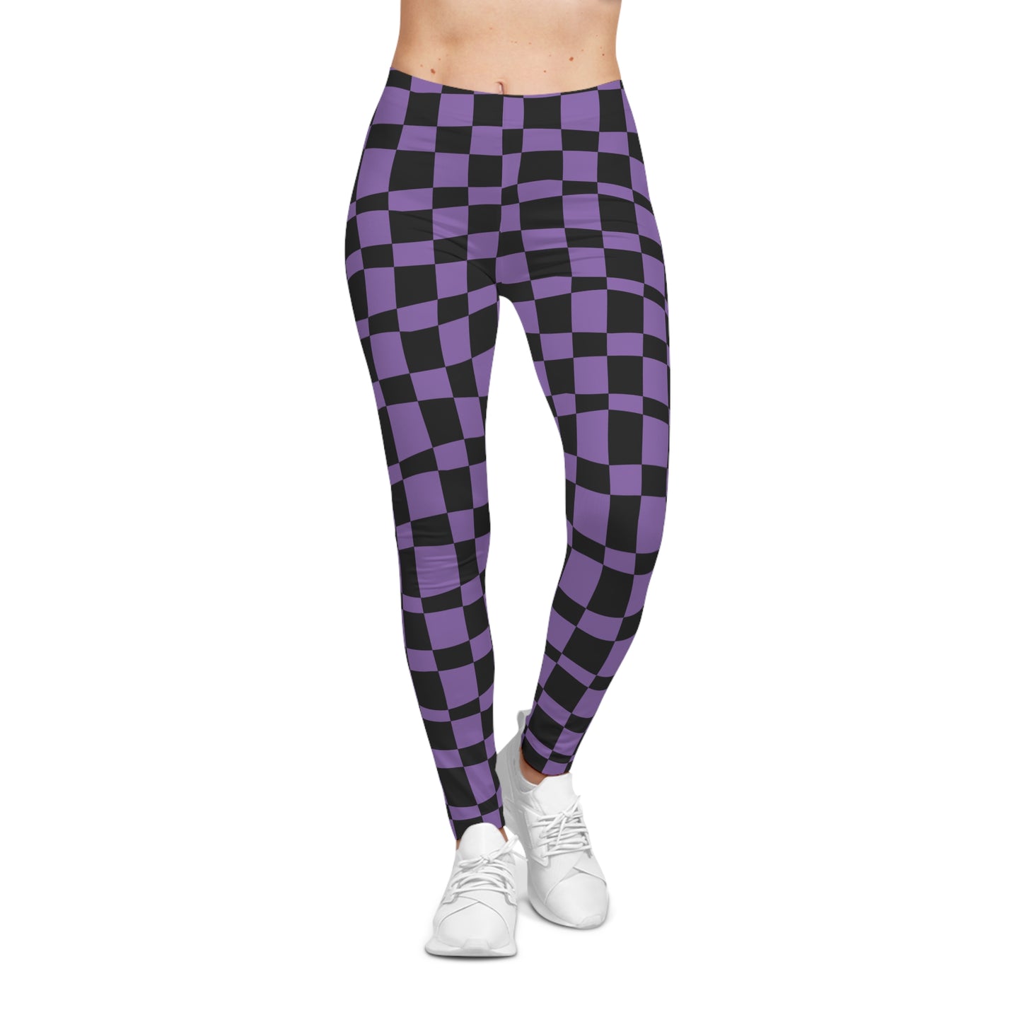 All-Over Print Leggings Checkered Black/Purple
