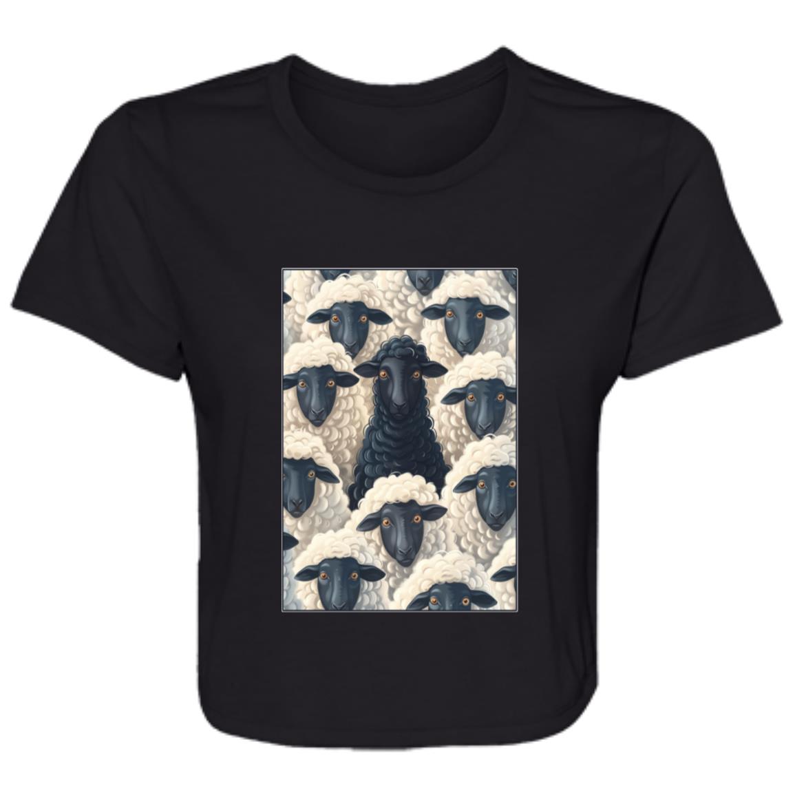 Flowy Cropped Tee Black Sheep