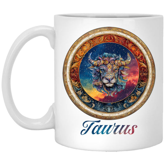 11oz White Mug Zodiac Taurus