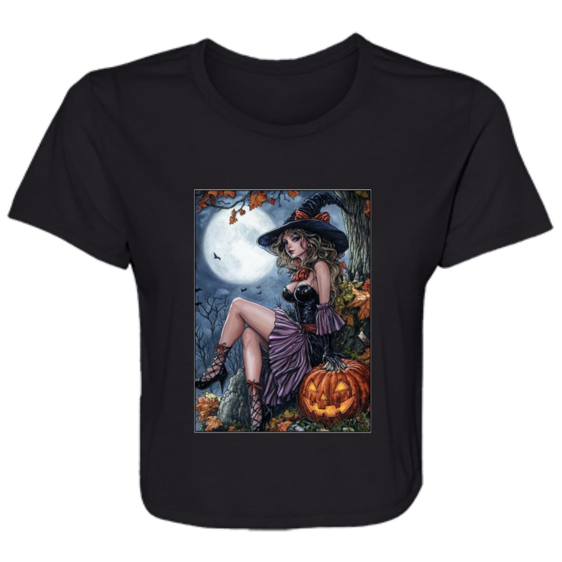 Flowy Cropped Tee Halloween Witch