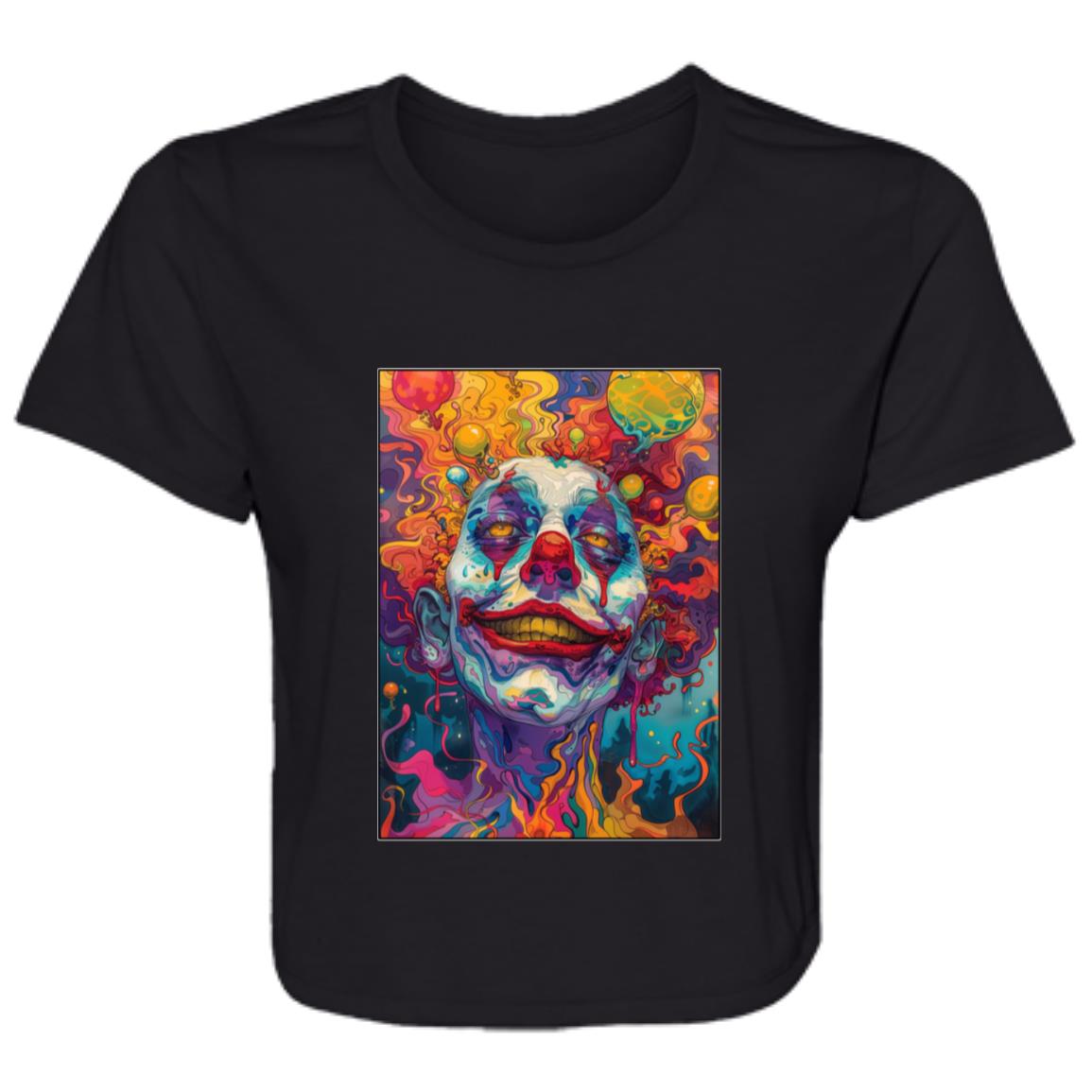 Flowy Cropped Tee Psychedelic Clown