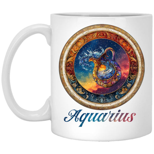 11oz White Mug Zodiac Aquarius