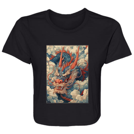 Flowy Cropped Tee Chinese Dragon