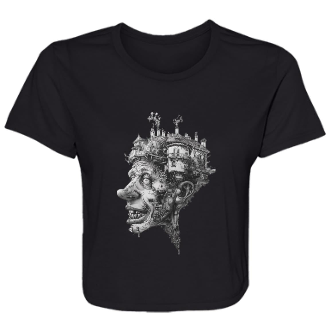 Flowy Cropped Tee Castle Head