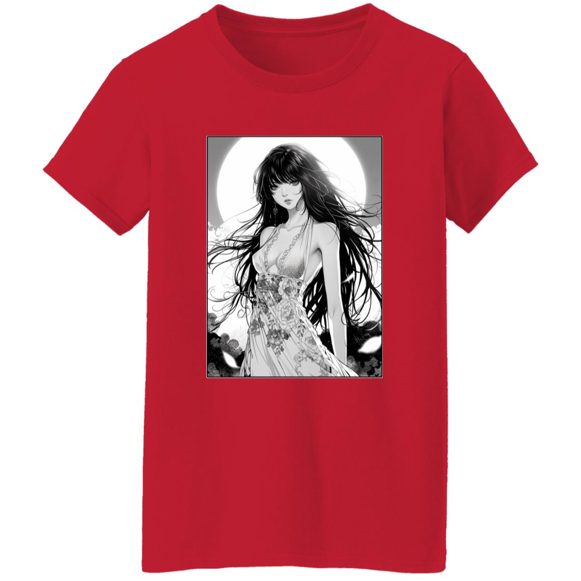 Oversized T-Shirt Anime Woman In Floral Dress