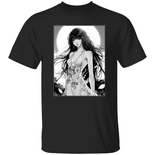 Oversized T-Shirt Anime Woman In Floral Dress