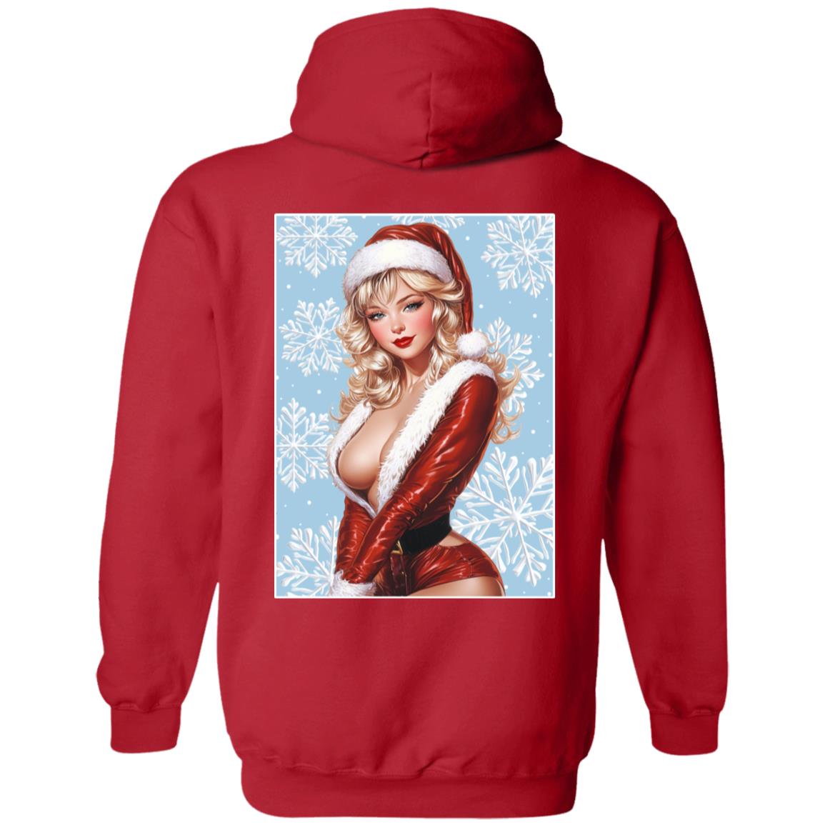 Zip Up Hooded Sweatshirt Santa Pin Up Lady
