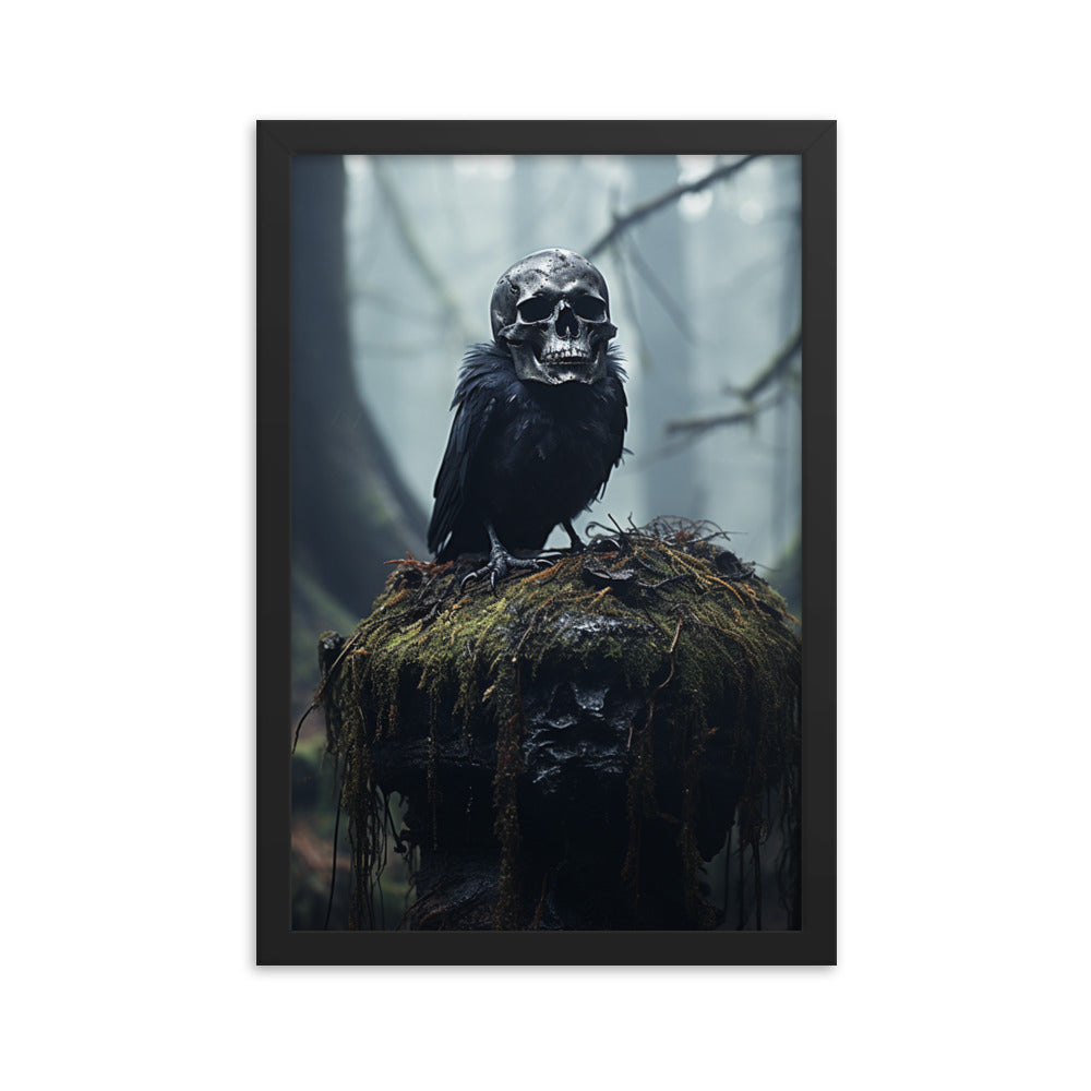 Framed Poster Skull Head Crow