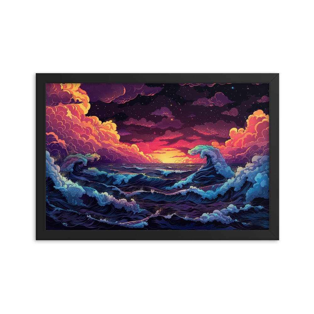 Framed Poster Anime Nightly Ocean
