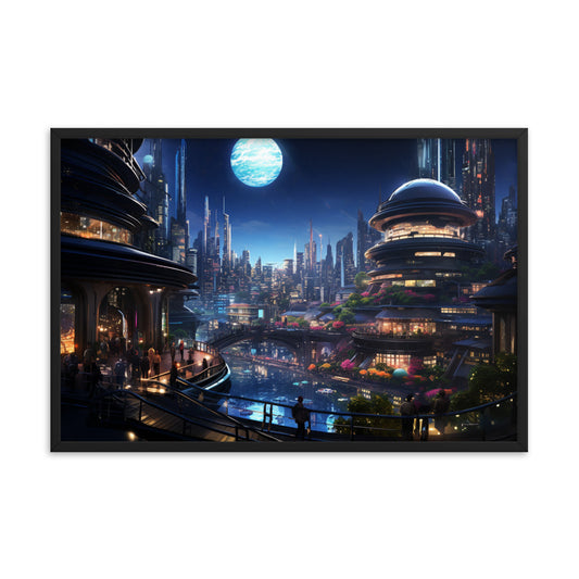 Framed Poster Futuristic City Night