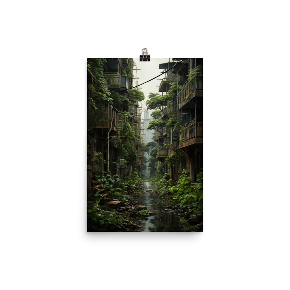 Poster Overgrown Dystopian City