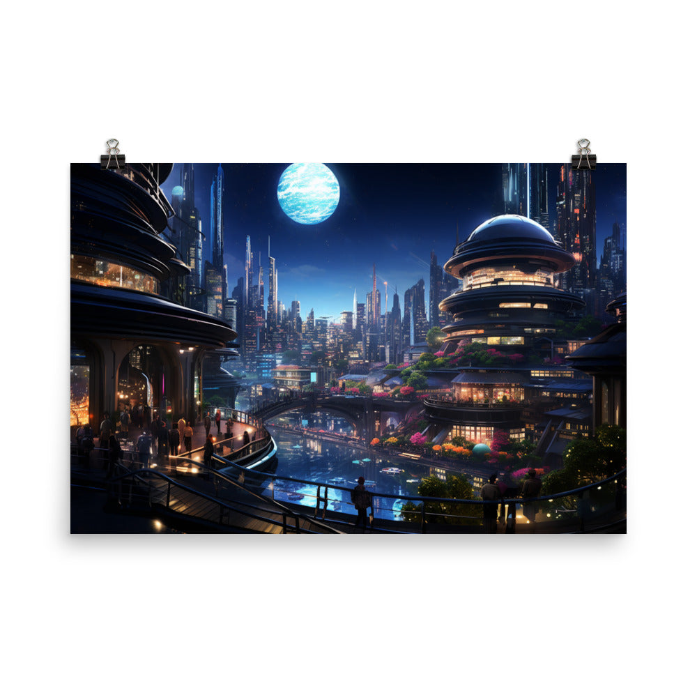 Poster Futuristic City Night