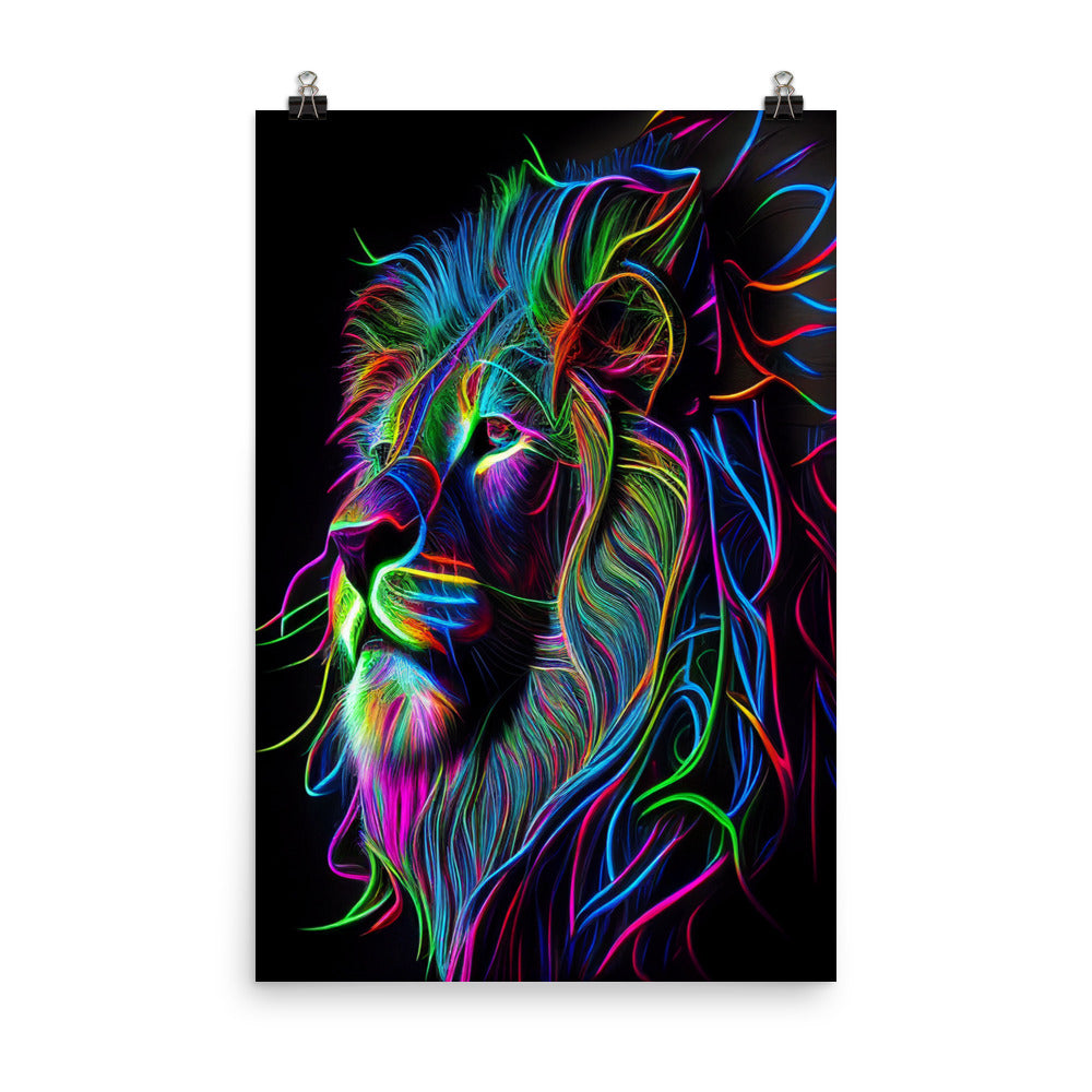 Poster Neon Abstract Lion